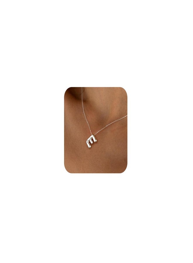 MFRYK Bubble Letter Necklace Silver For Women,Sterling Silver Plated Balloon E Initial Letter Pendant Necklace,Dainty Charm Chunky E Initial Necklaces For Women,Custom Name Necklace Jewelry Gift - Image 1